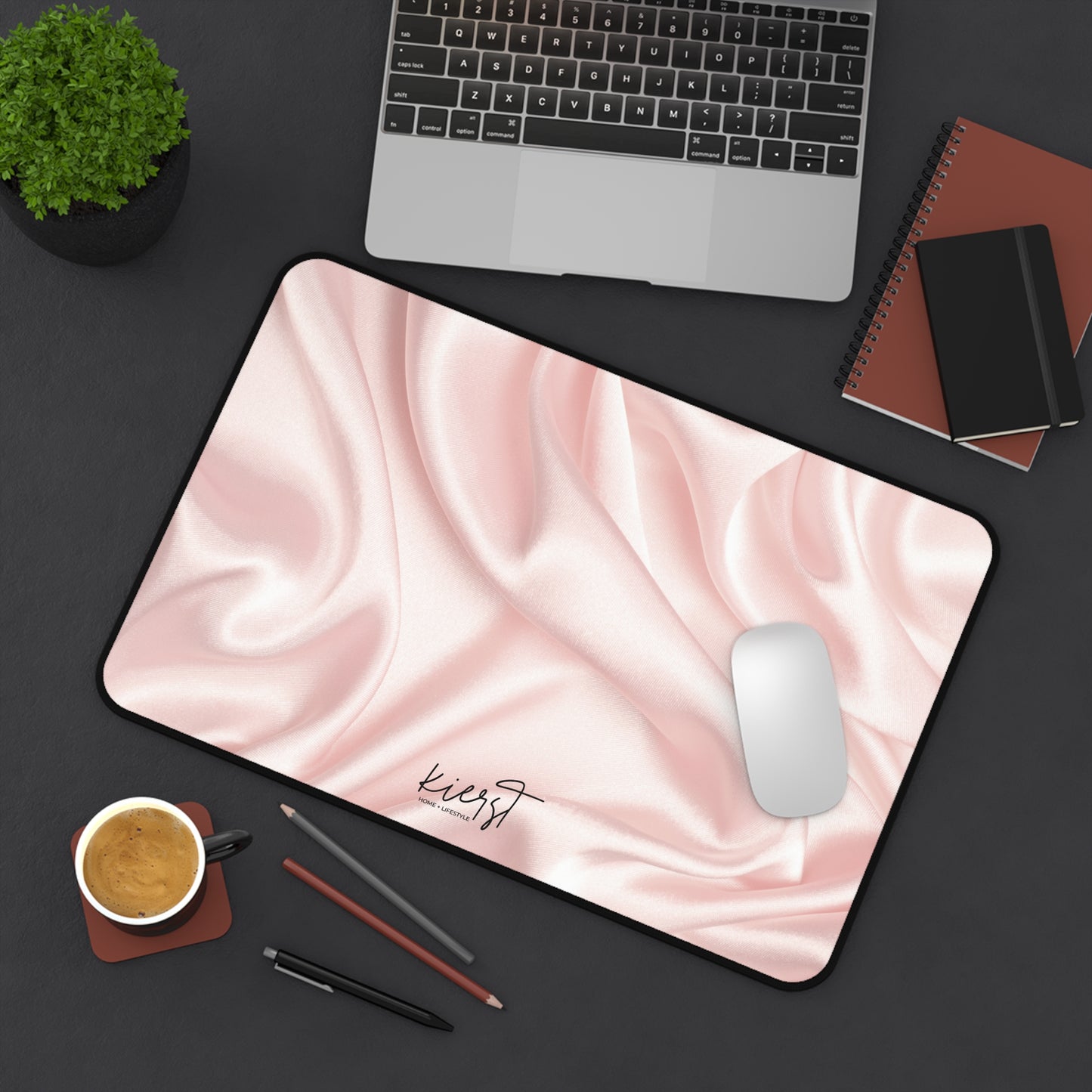 Pink Silk Print Desk Mat