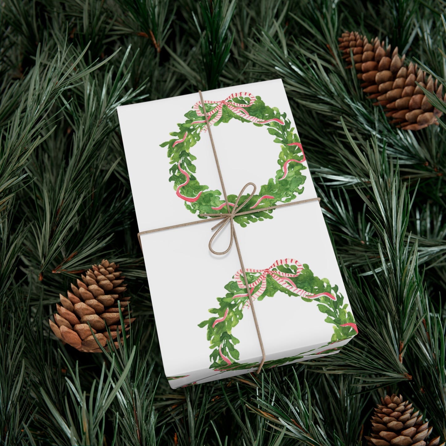 Watercolor Christmas Wreaths Gift Wrapping Paper