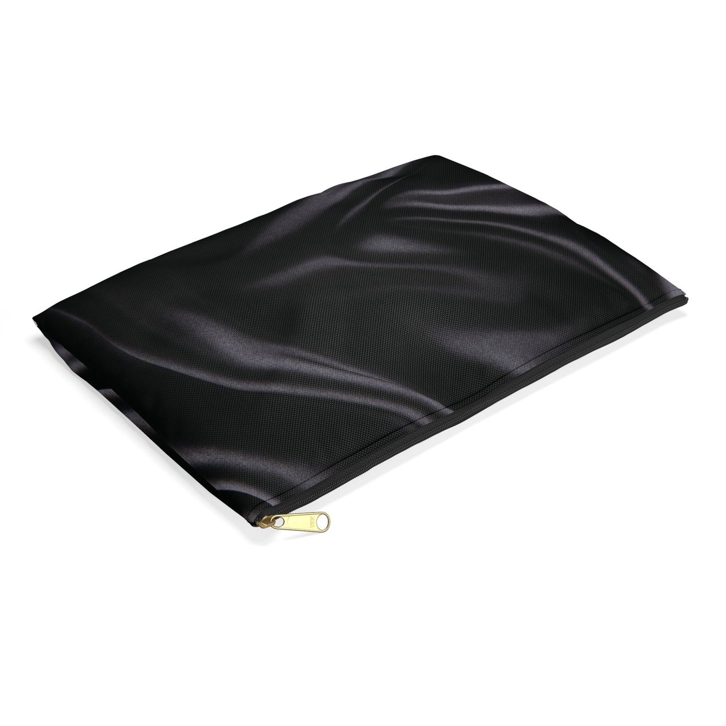 Black Silk Print Accessory Pouch