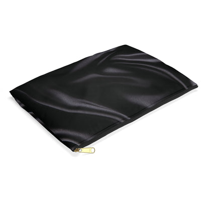 Black Silk Print Accessory Pouch