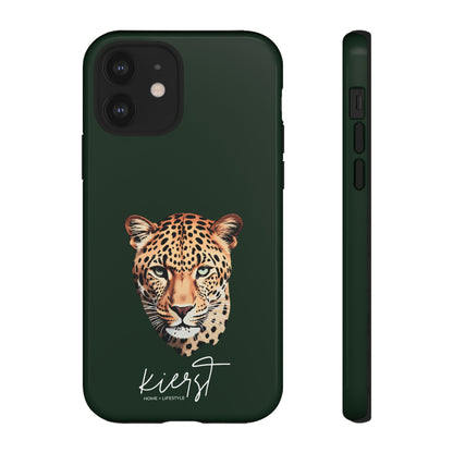 Leopard Head on Signature Midnight Pine iPhone Case | Designed to Stand Out
