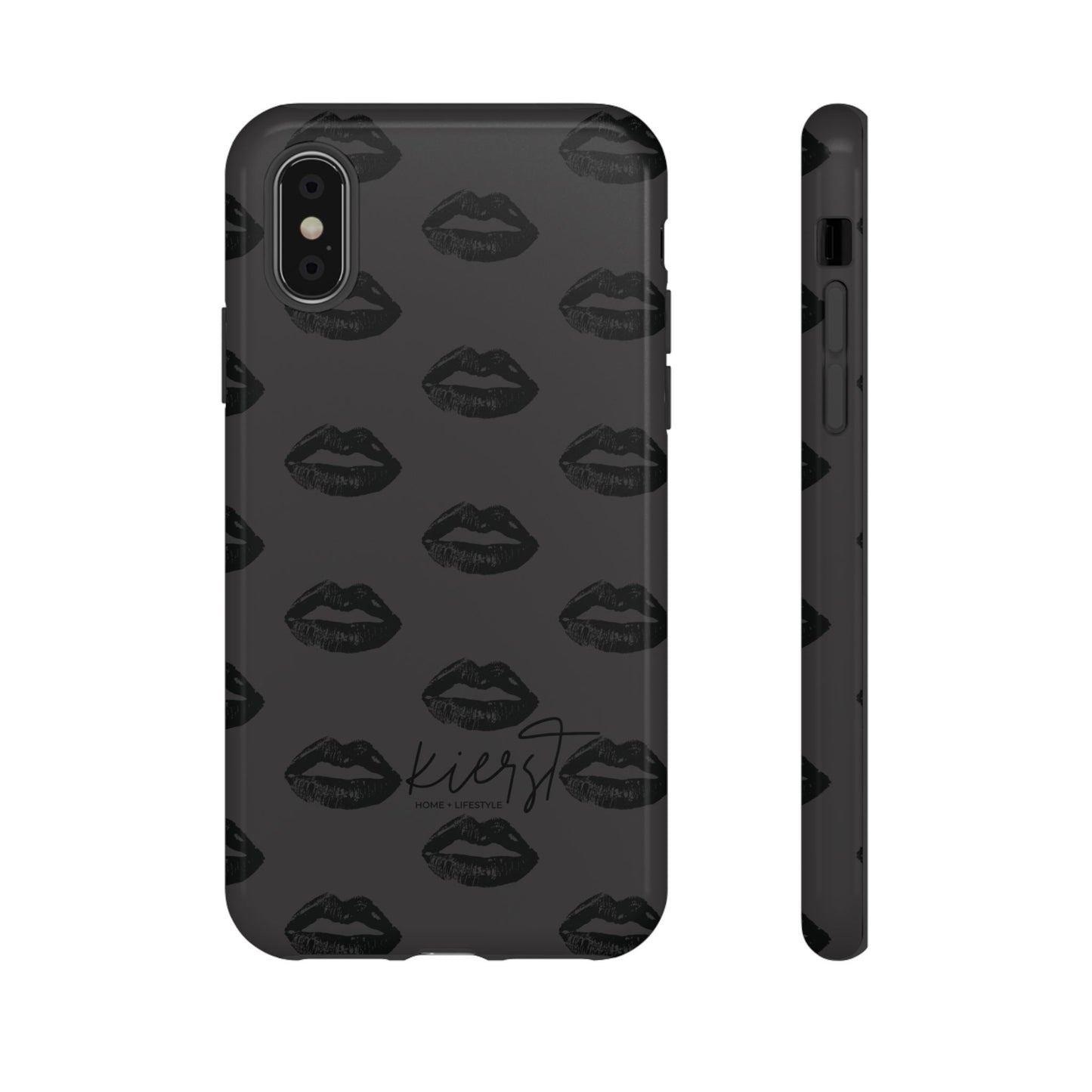Black Lips on Charcoal iPhone Case