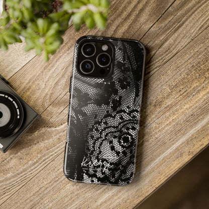 Black + White Lace Print iPhone Case