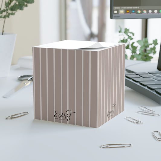 Beige and Brown Vertical Stripes Note Cube