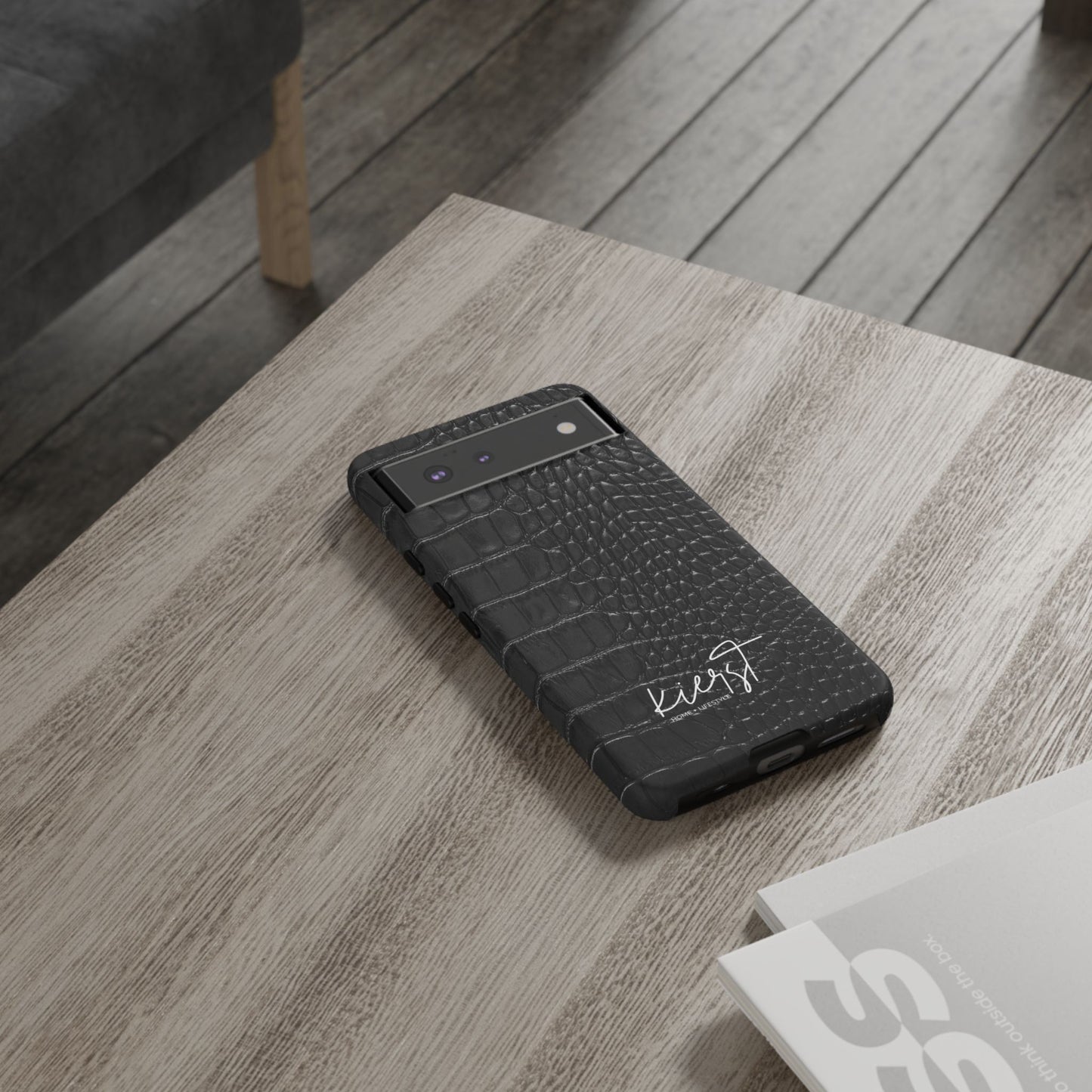 Black Crocodile Print Google Pixel Phone Case
