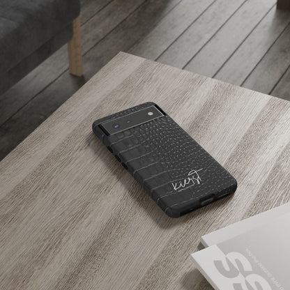 Black Crocodile Print Google Pixel Phone Case