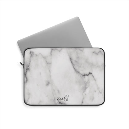 Lived-In Grey and White Marble Laptop Sleeve | Everyday Classic