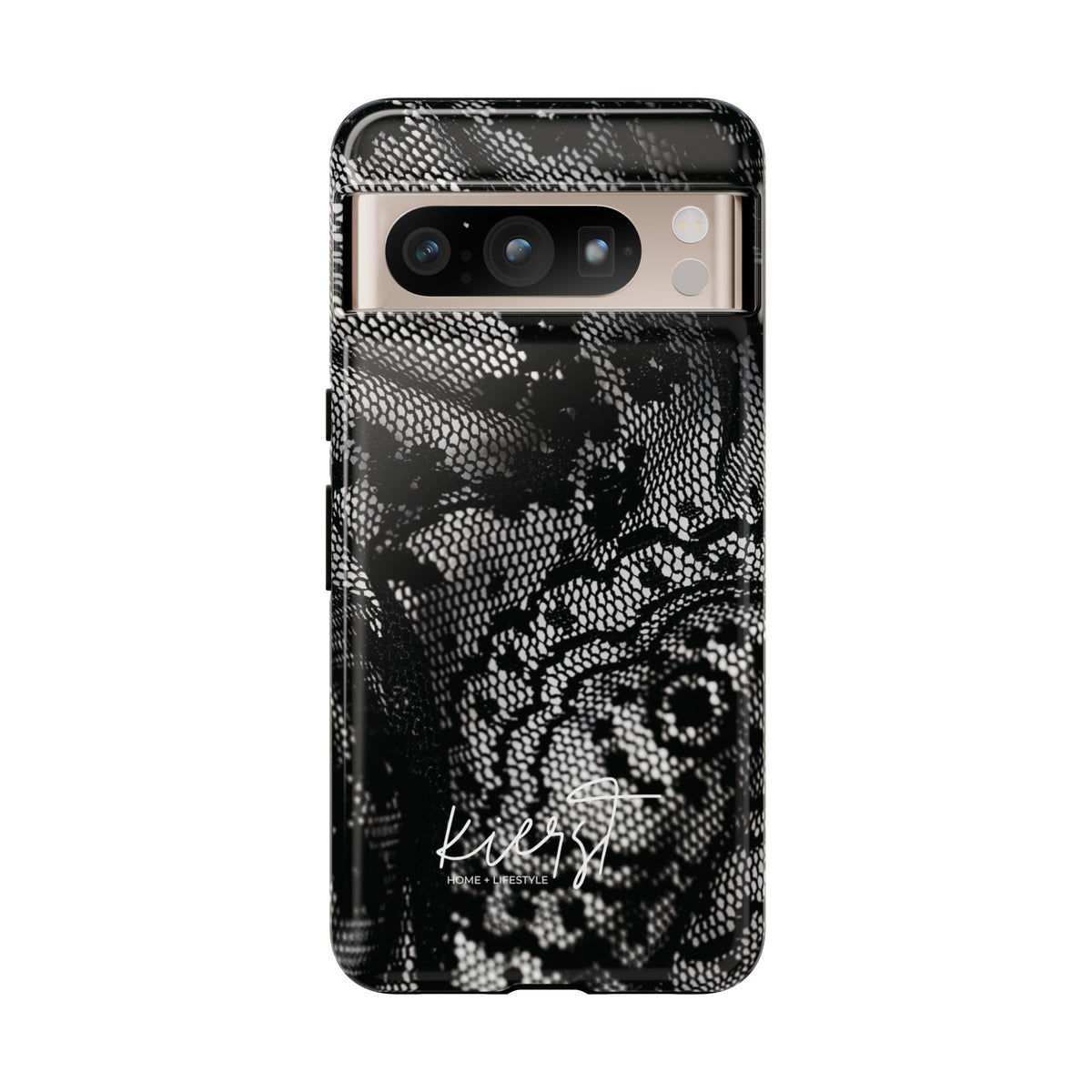 Black + White Lace Print Google Pixel Phone Case
