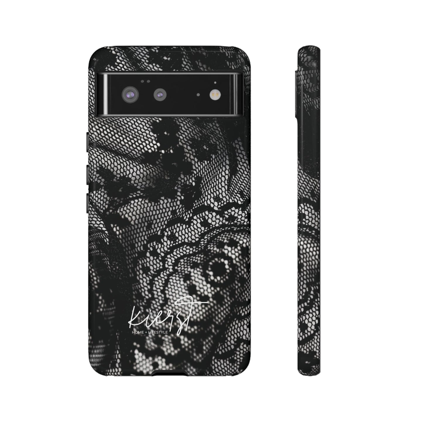 Black + White Lace Print Google Pixel Phone Case