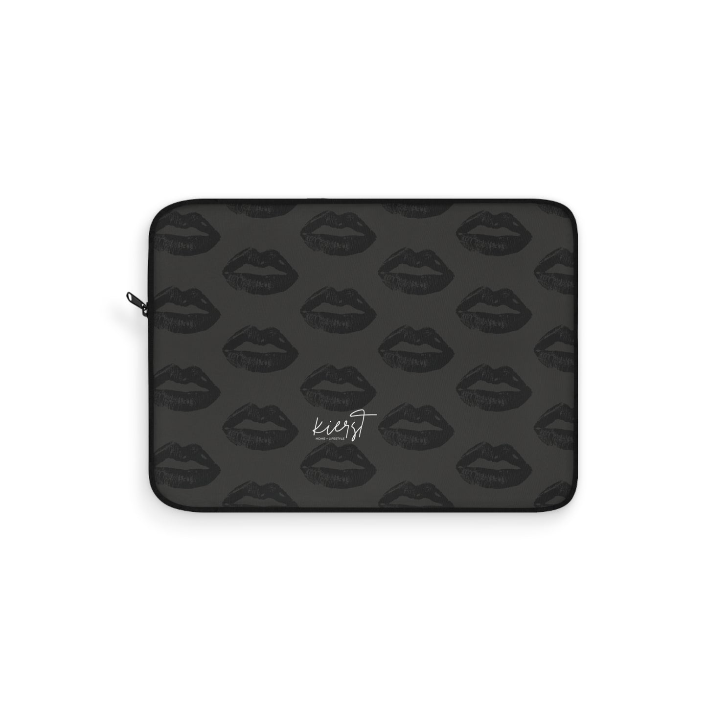 Black Lips on Charcoal Laptop Sleeve | Bold & Moody Tech Accessory