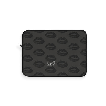 Black Lips on Charcoal Laptop Sleeve | Bold & Moody Tech Accessory