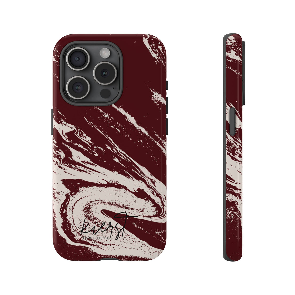 Cream Marble on Signature Velvet Noir iPhone Case