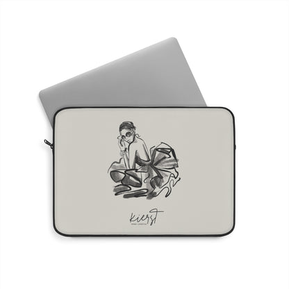 Woman in Tulle Gown Sketch Laptop Sleeve | Minimalist Fashion Illustration for Everyday Elegance
