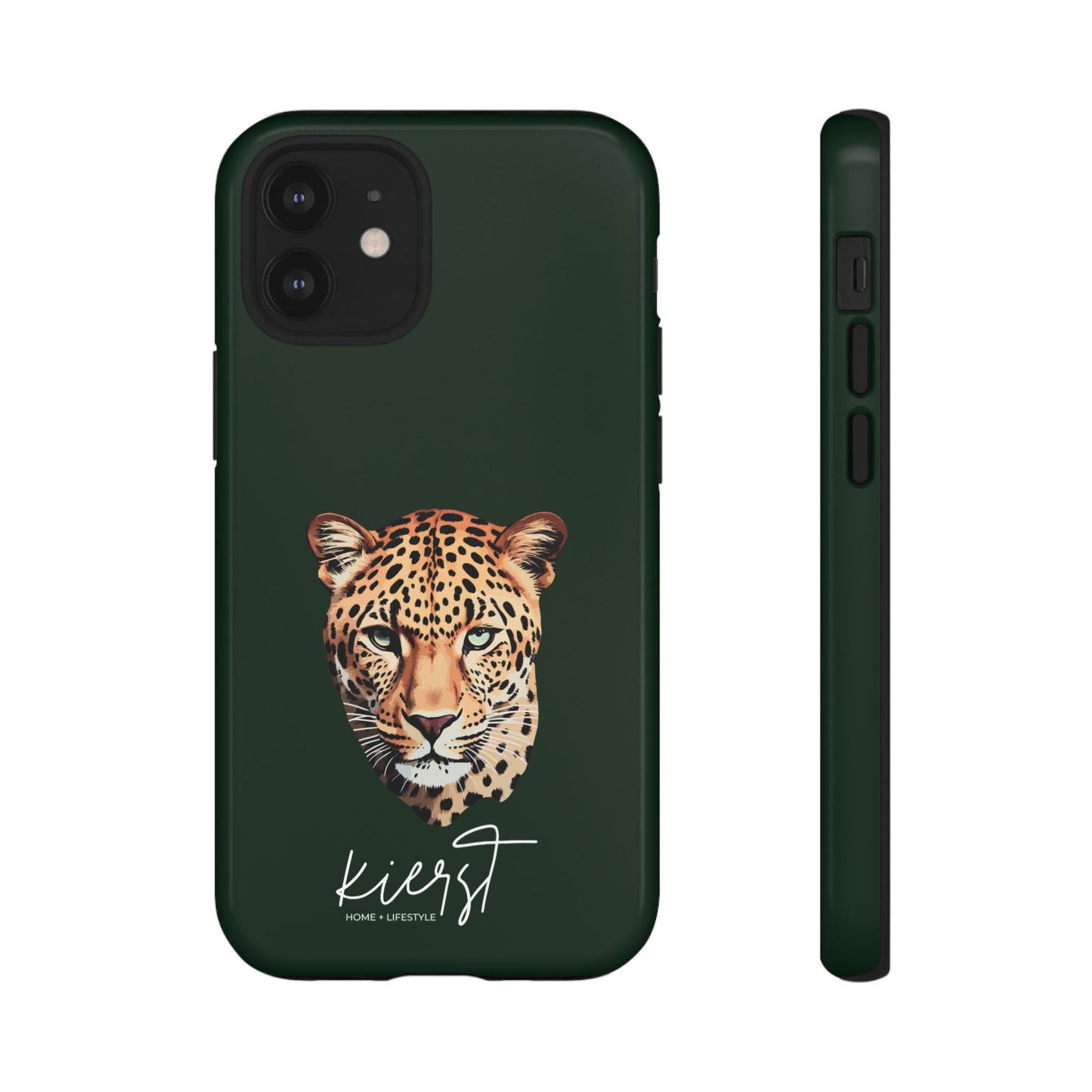 Leopard Head on Signature Midnight Pine iPhone Case | Designed to Stand Out