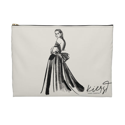 Vintage Fashion Sketch Accessory Pouch – Elegant Couture Illustration on Bone