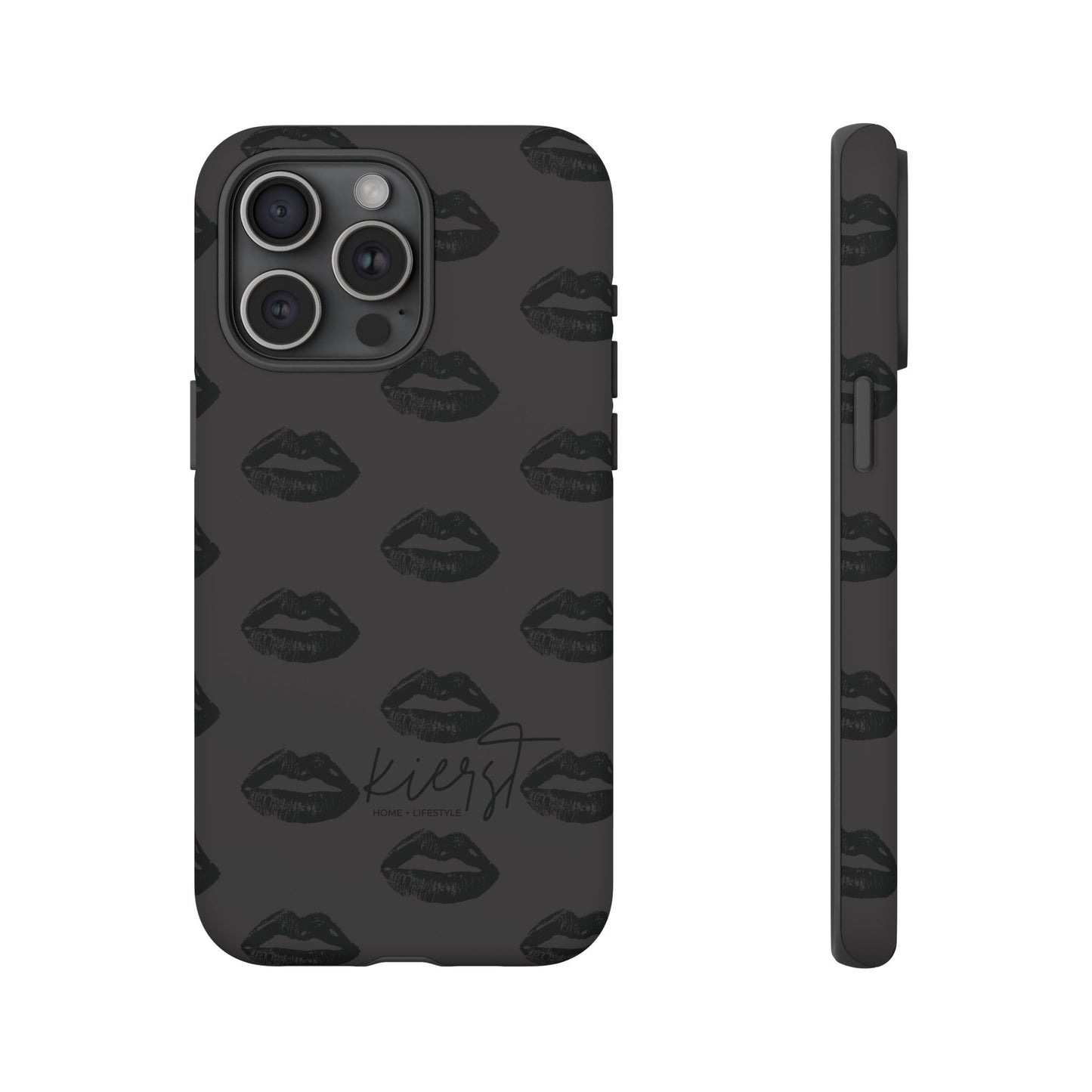 Black Lips on Charcoal iPhone Case