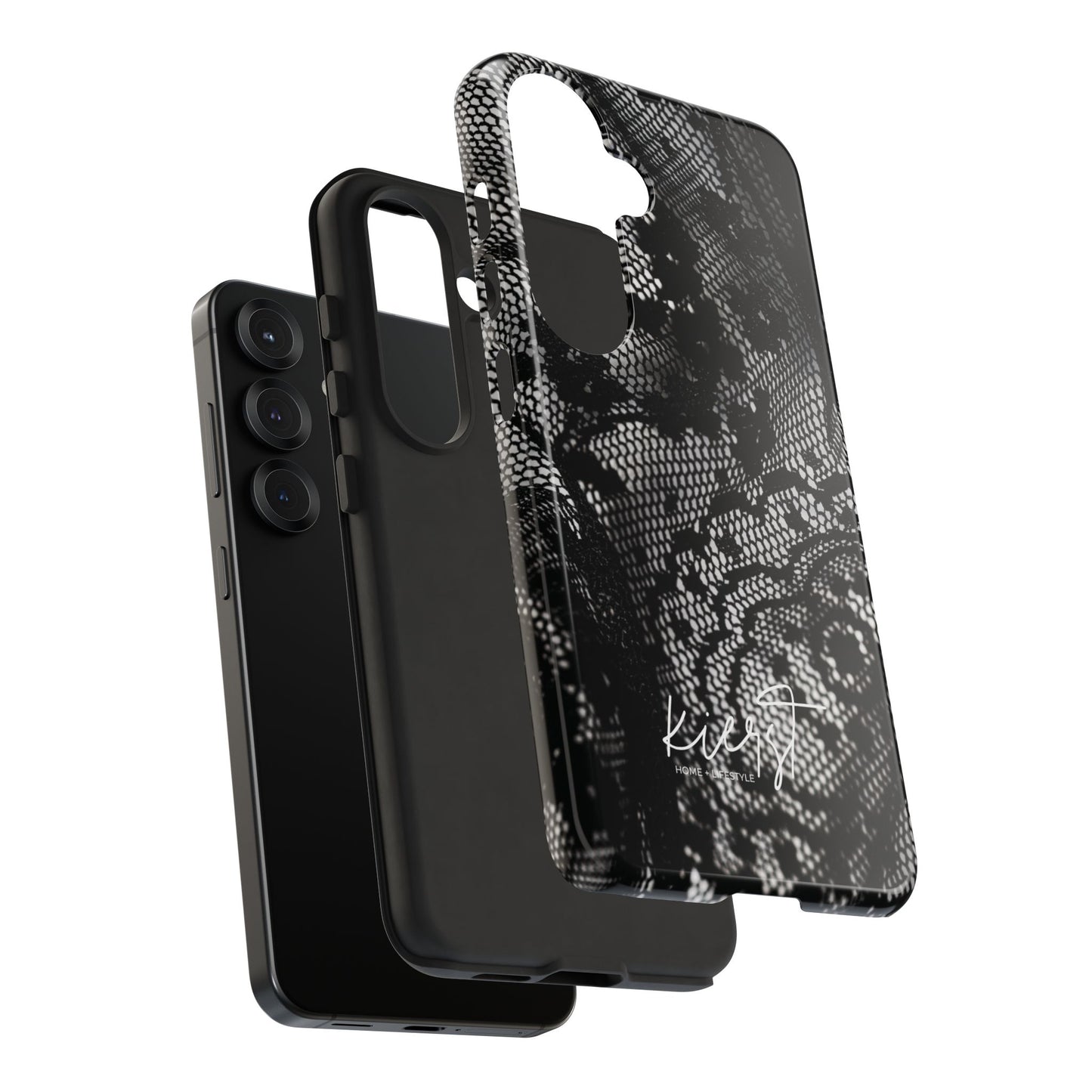 Black + White Lace Print Samsung Galaxy Phone Case