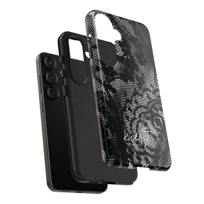 Black + White Lace Print Samsung Galaxy Phone Case