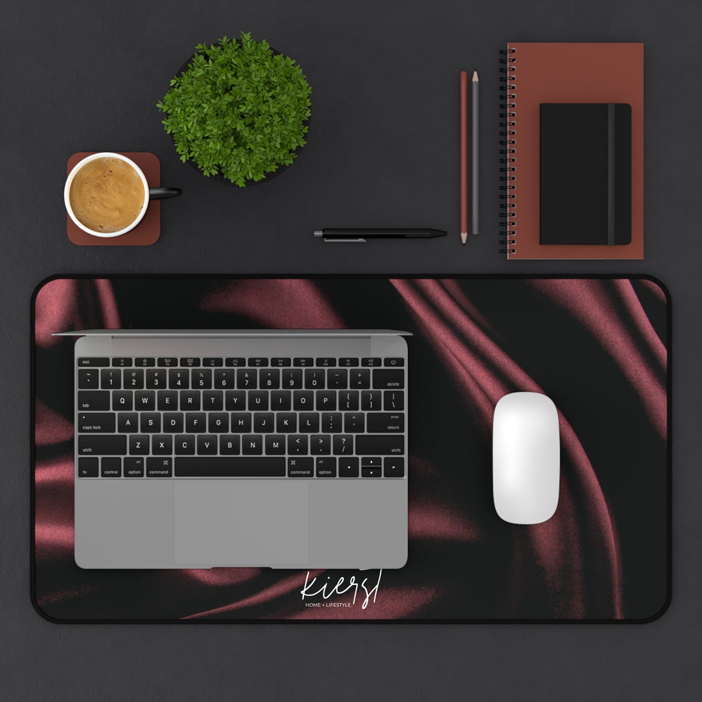 Signature Velvet Noir Silk Print Desk Mat