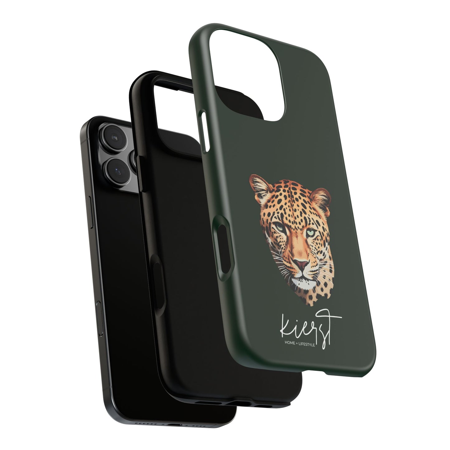Leopard Head on Signature Midnight Pine iPhone Case | Designed to Stand Out