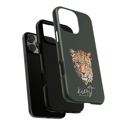 Leopard Head on Signature Midnight Pine iPhone Case | Designed to Stand Out