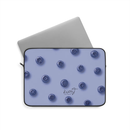 Blueberries Laptop Sleeve | Protective Case with Blue Fruit Pattern on Periwinkle