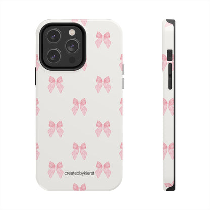 Pink Multiple Bows on Beige iPhone Case