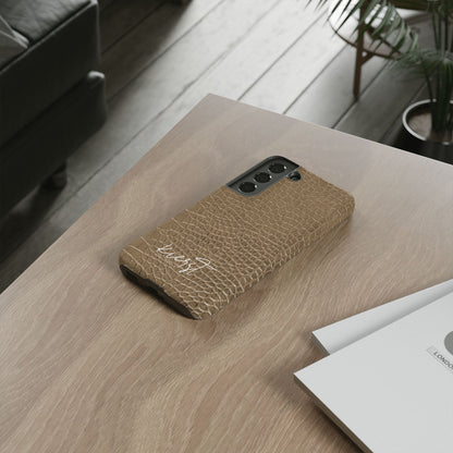 Tan Alligator Print Samsung Galaxy Phone Case | Subtle Statement, Everyday Style