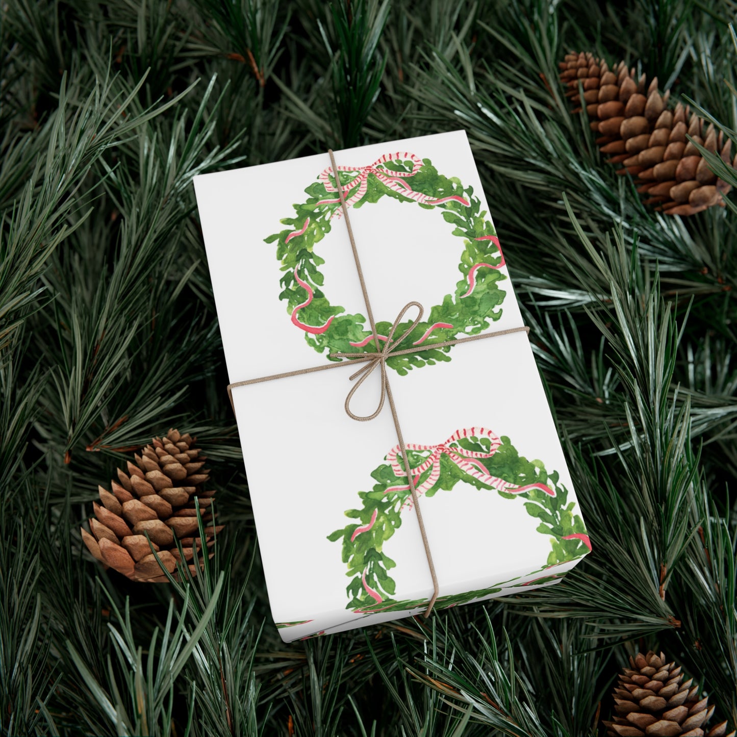 Watercolor Christmas Wreaths Gift Wrapping Paper