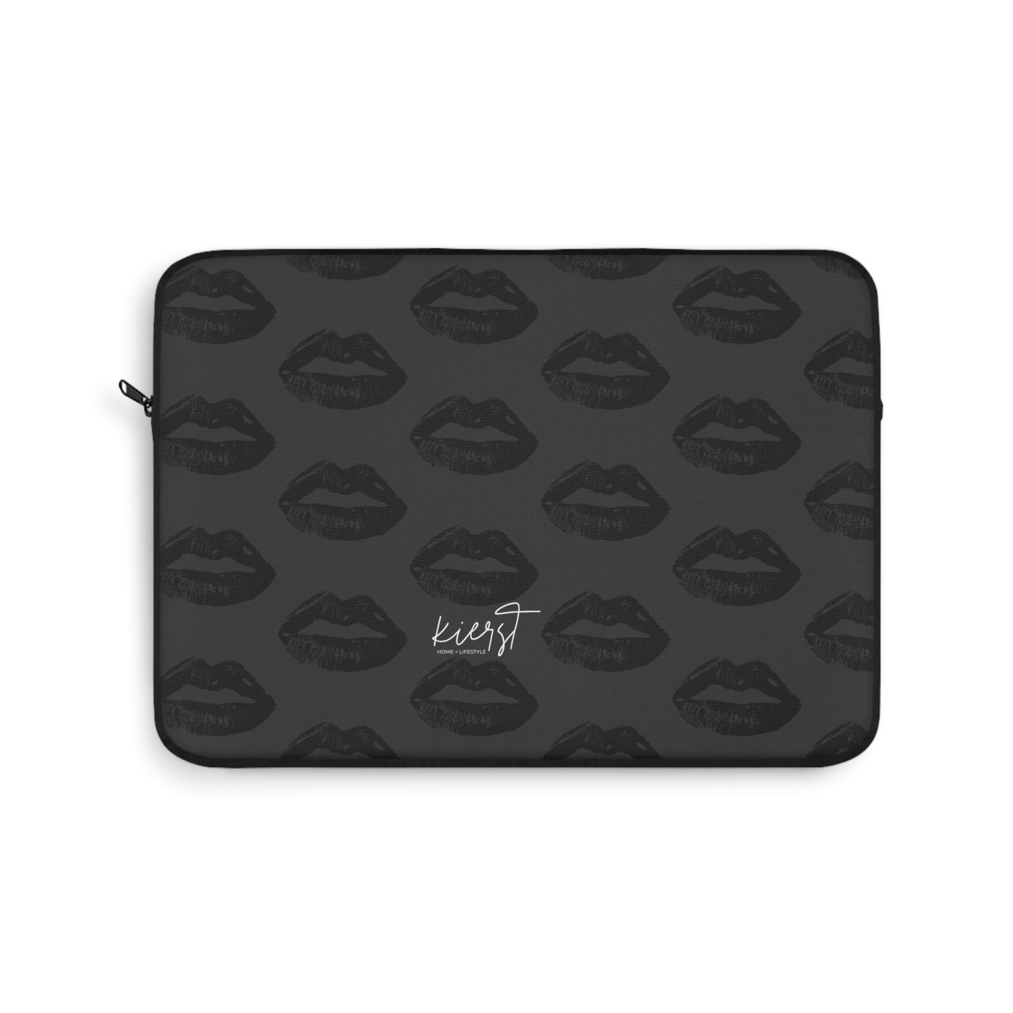 Black Lips on Charcoal Laptop Sleeve | Bold & Moody Tech Accessory