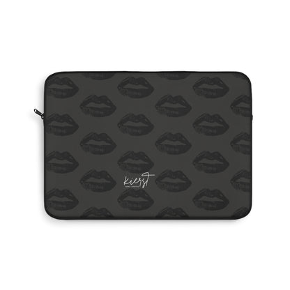 Black Lips on Charcoal Laptop Sleeve | Bold & Moody Tech Accessory