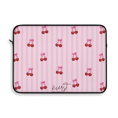 Cherries on Pink Stripe Laptop Sleeve