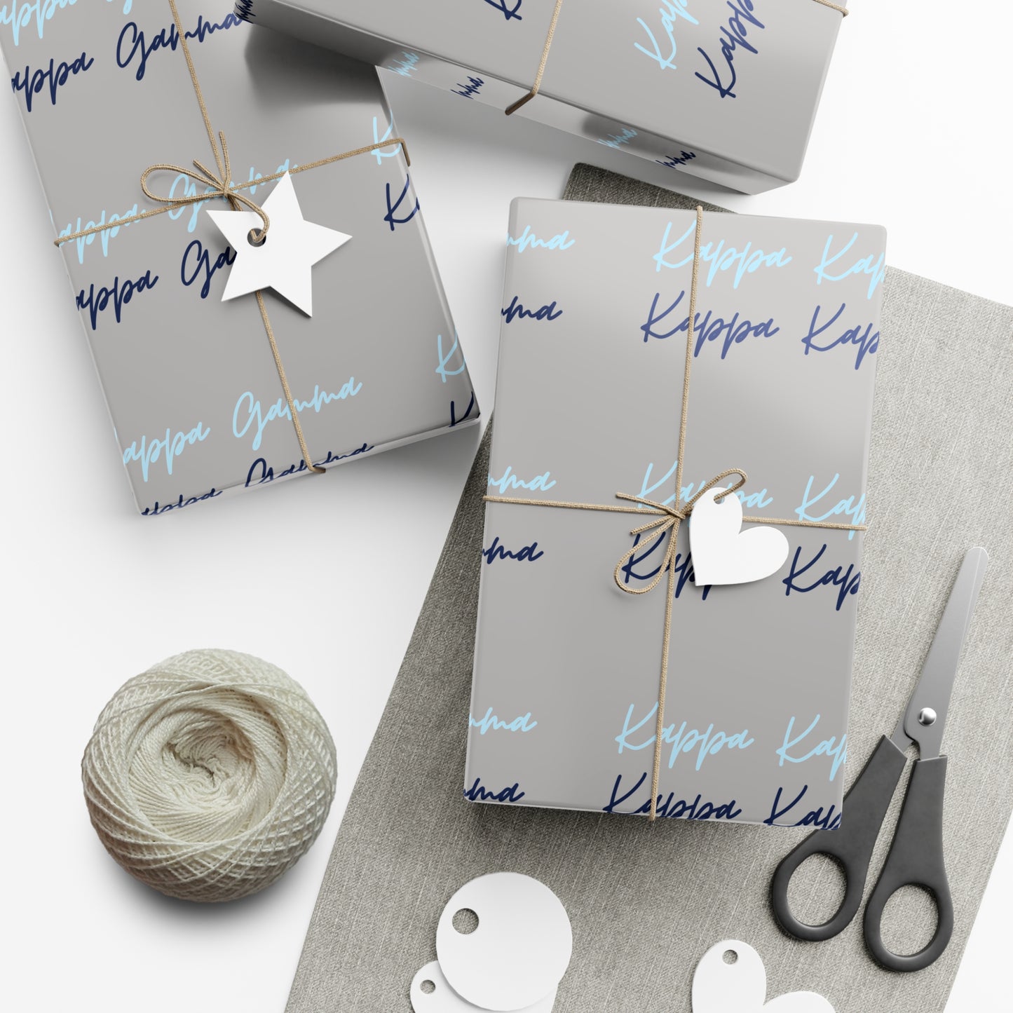 Kappa Kappa Gamma Light Blue Dark Blue on Grey Gift Wrapping Paper