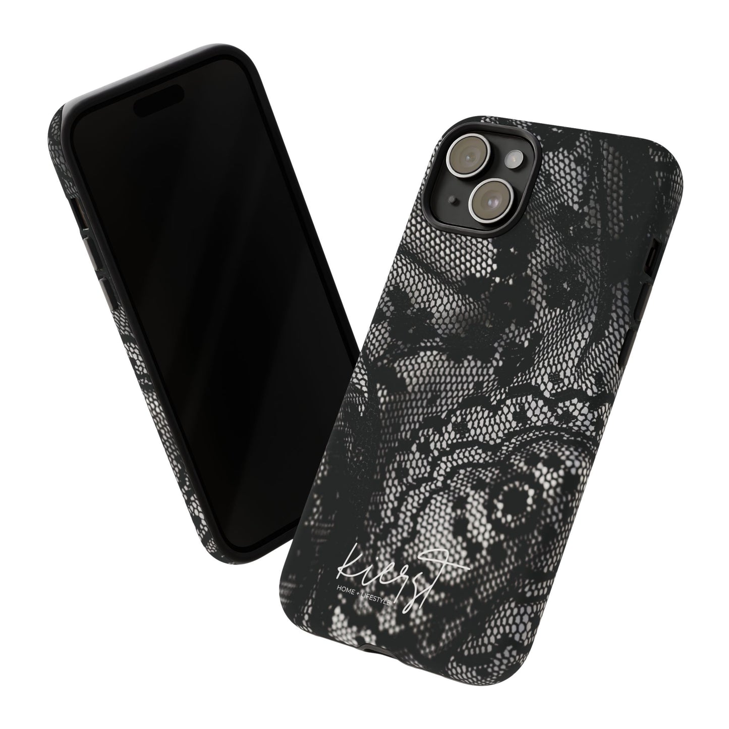 Black + White Lace Print iPhone Case