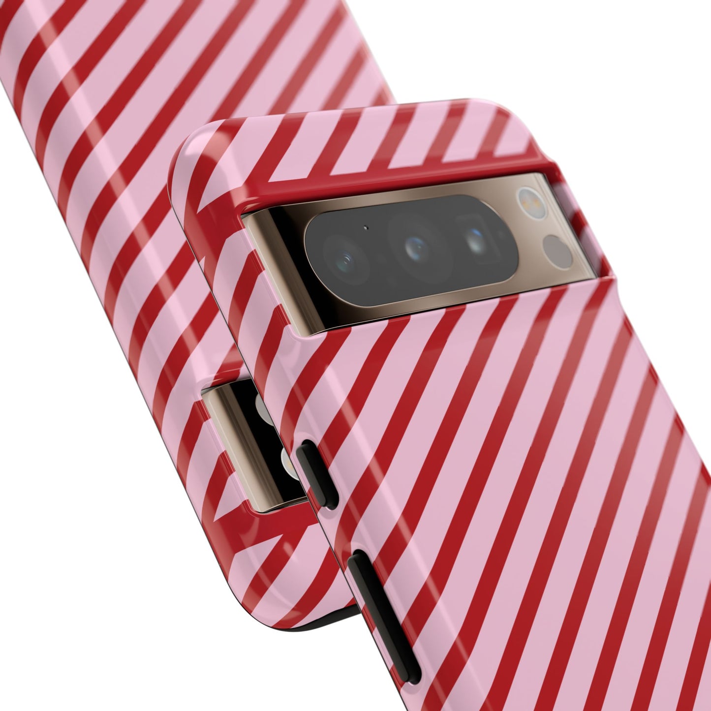 Holiday 25 Pink and Red Diagonal Striped Google Pixel Phone Case