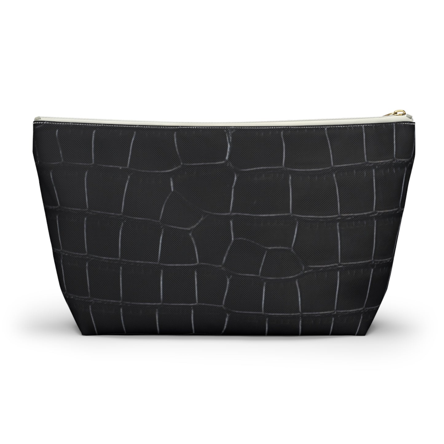 Black Crocodile Accessory Pouch w T-bottom