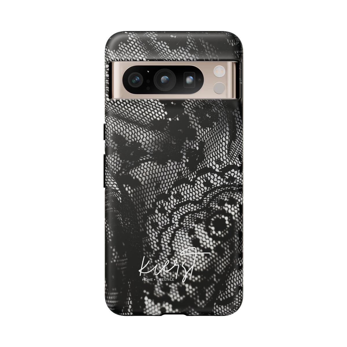 Black + White Lace Print Google Pixel Phone Case