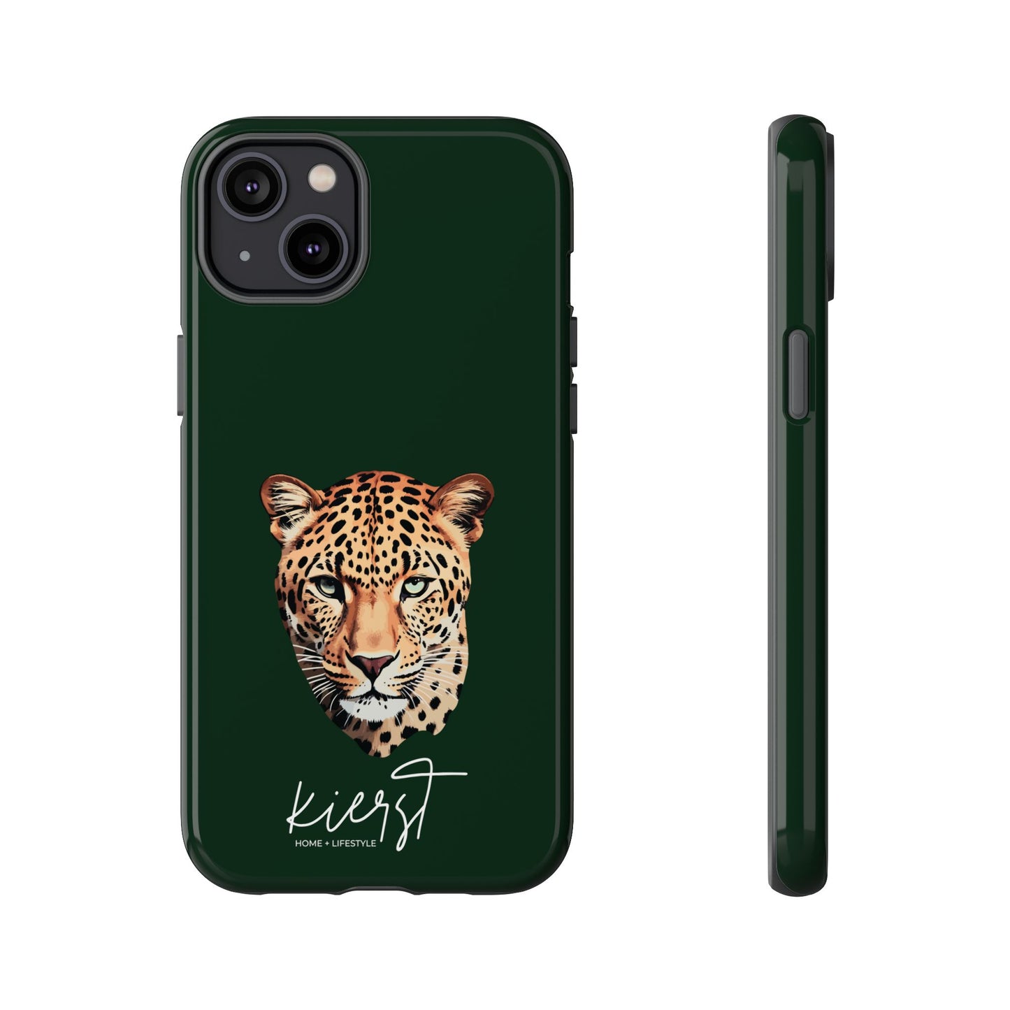 Leopard Head on Signature Midnight Pine iPhone Case | Designed to Stand Out