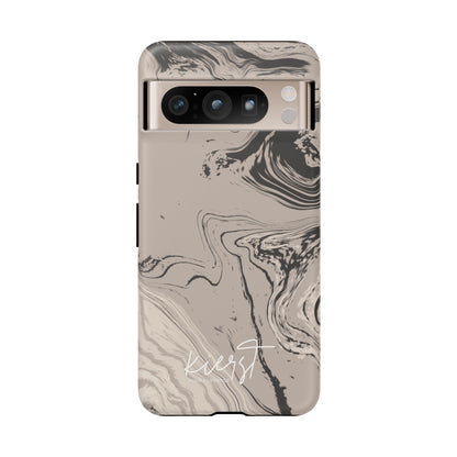 Cream, Grey, and Taupe Marble Google Pixel Case | Grounded Neutrals, Expressive Detail
