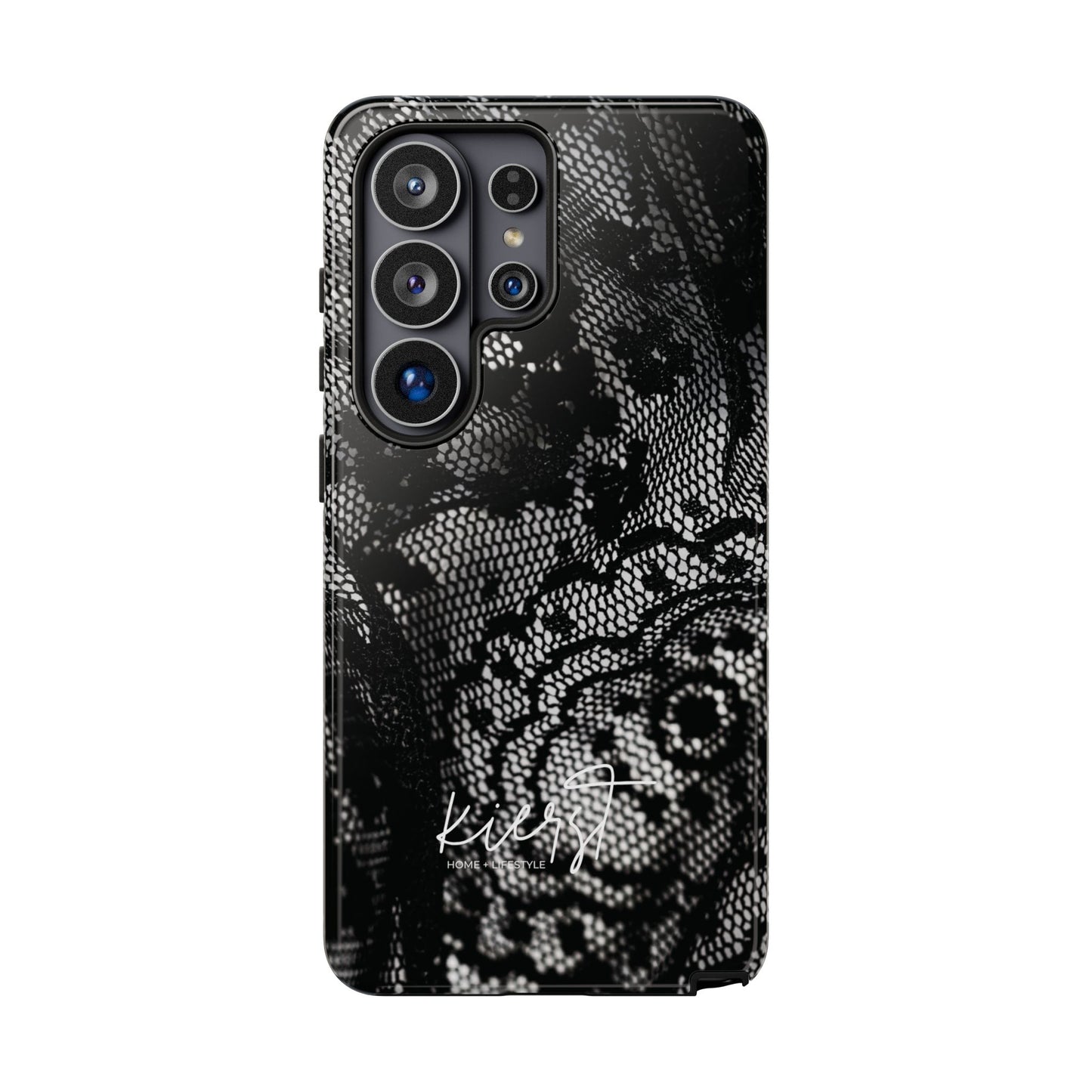 Black + White Lace Print Samsung Galaxy Phone Case