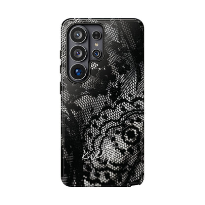 Black + White Lace Print Samsung Galaxy Phone Case