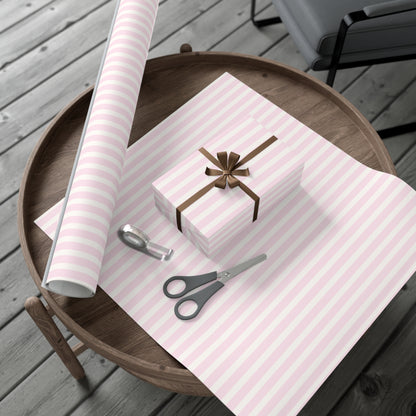 kierst Signature Pink and Cream Striped Wrapping Paper