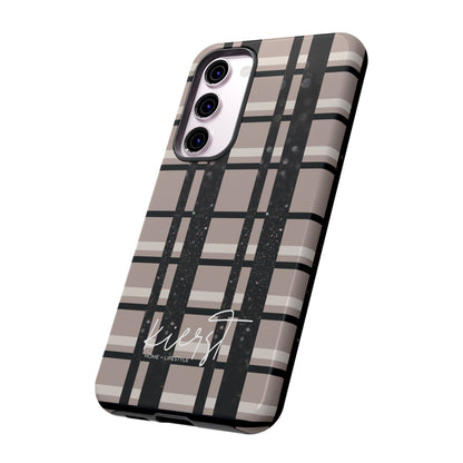 Taupe, Cream, and Black Plaid Samsung Galaxy Case