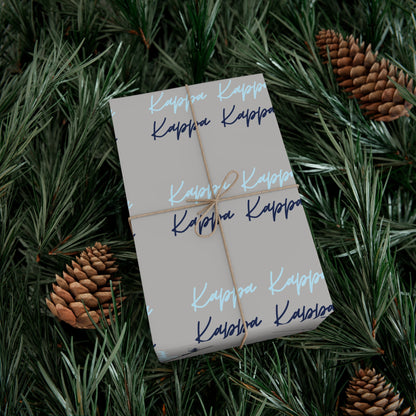 Kappa Kappa Gamma Light Blue Dark Blue on Grey Gift Wrapping Paper