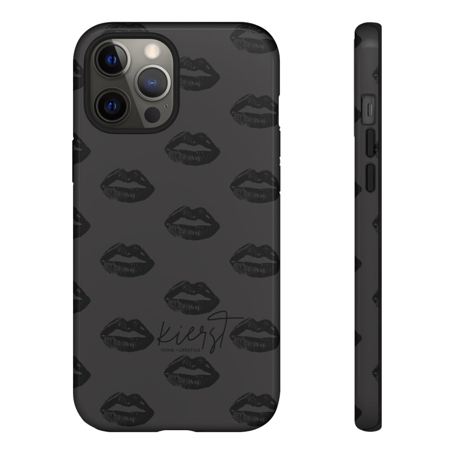 Black Lips on Charcoal iPhone Case