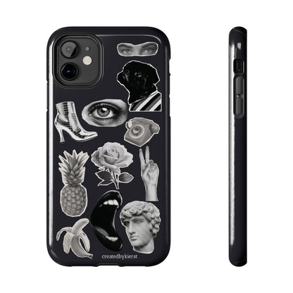 Black & White Vintage Sticker Design iPhone Case