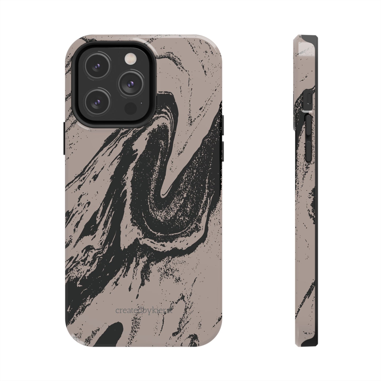 Taupe and Black Marble iPhone Case