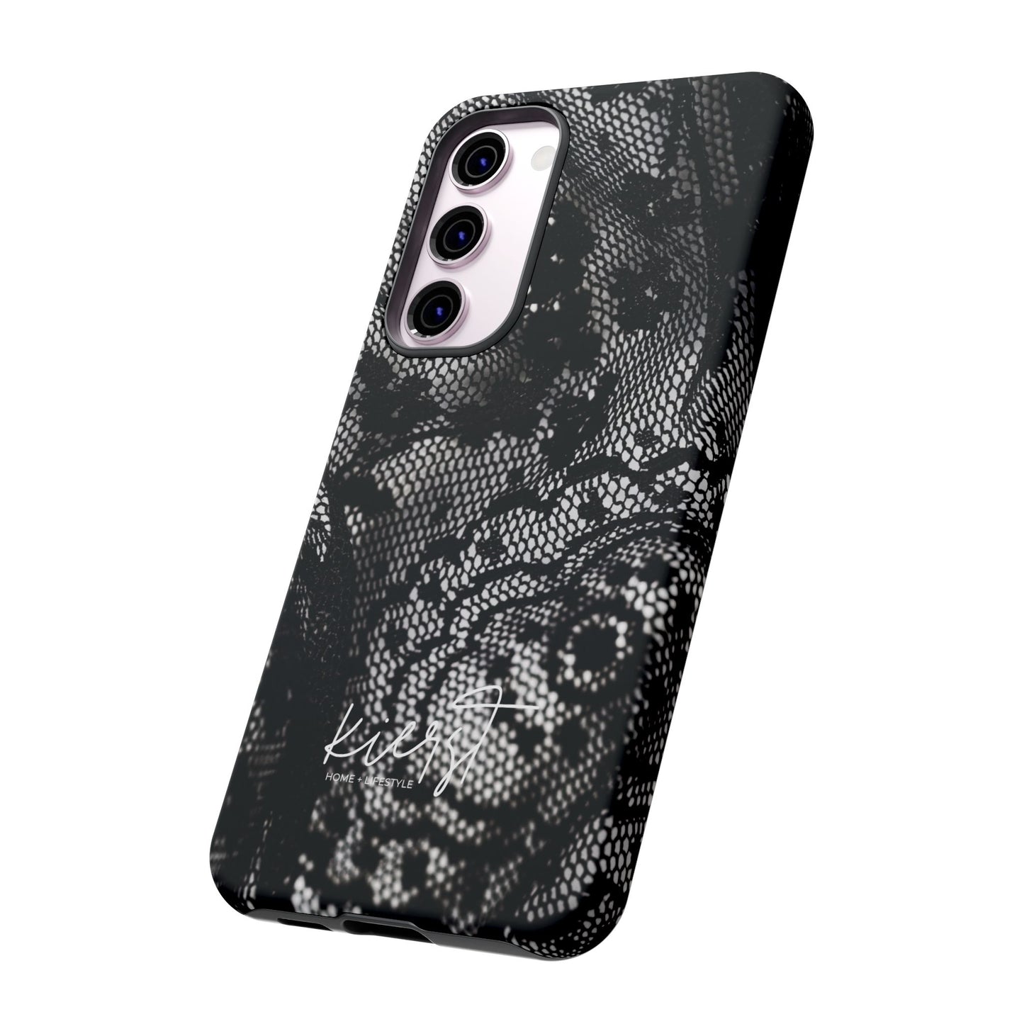 Black + White Lace Print Samsung Galaxy Phone Case