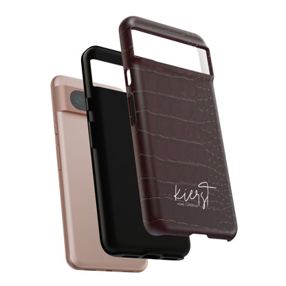 Signature Velvet Noir Crocodile Print Google Pixel Phone Case