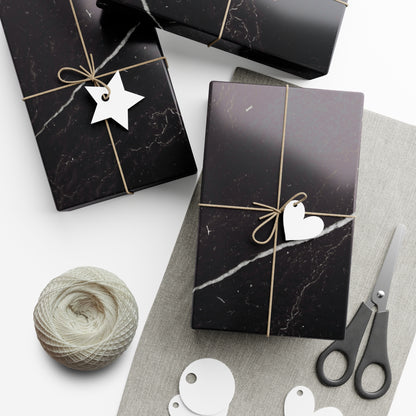 Black Marble Gift Wrapping Paper – Black and White Stone-Inspired Print